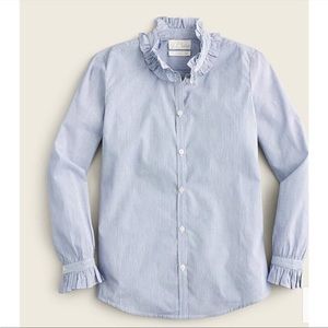 J Crew classic fit ruffle neck shirt